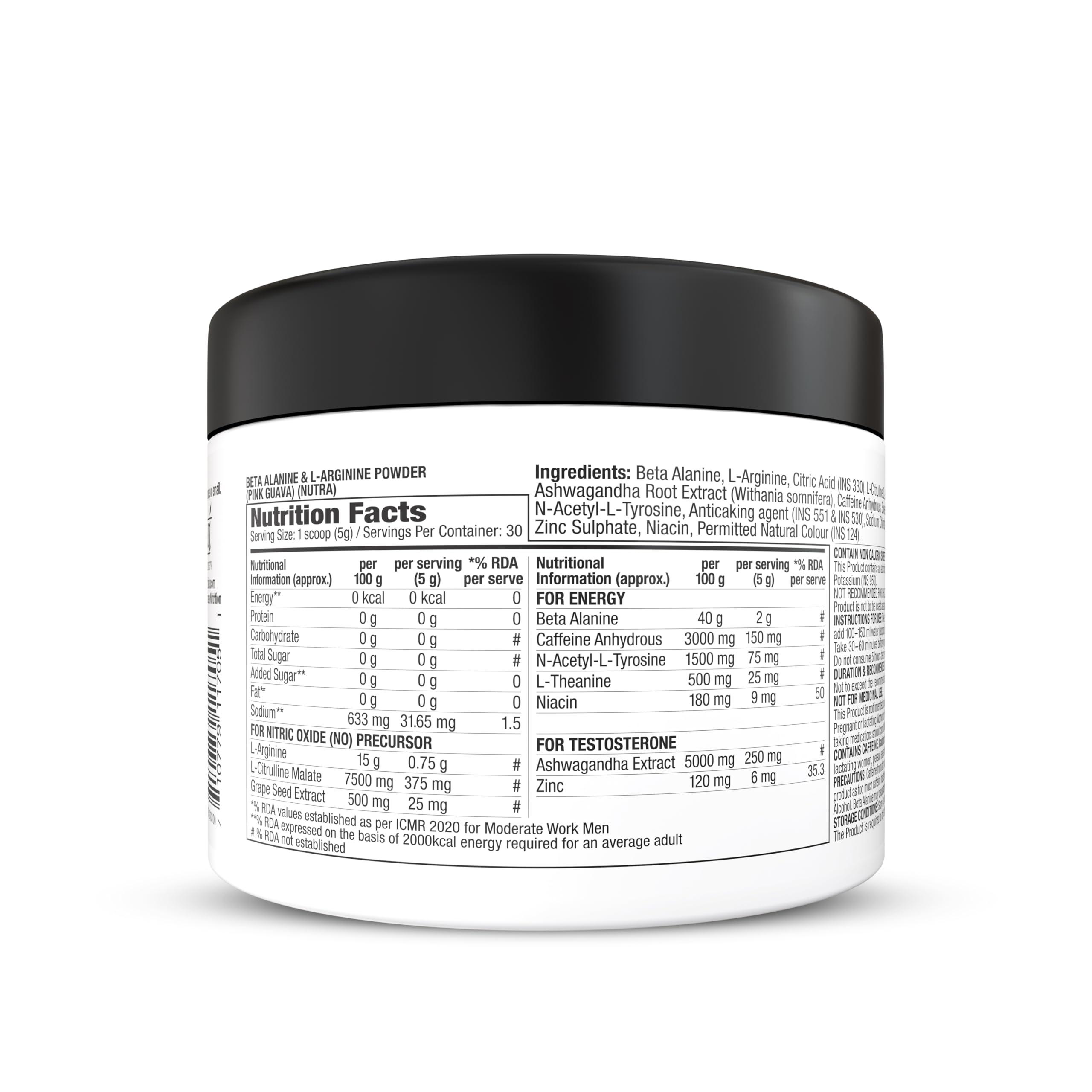 Labrada Labrada Super Charge Pre-Workout Concentrate 150G, Pink Guava (30 Servings|0.75G L-Arginine|375Mg L-Citrulline Malate|2G Beta Alanine|150Mg Caffeine Anhydrous|250Mg Ashwagandha Extract), Powder