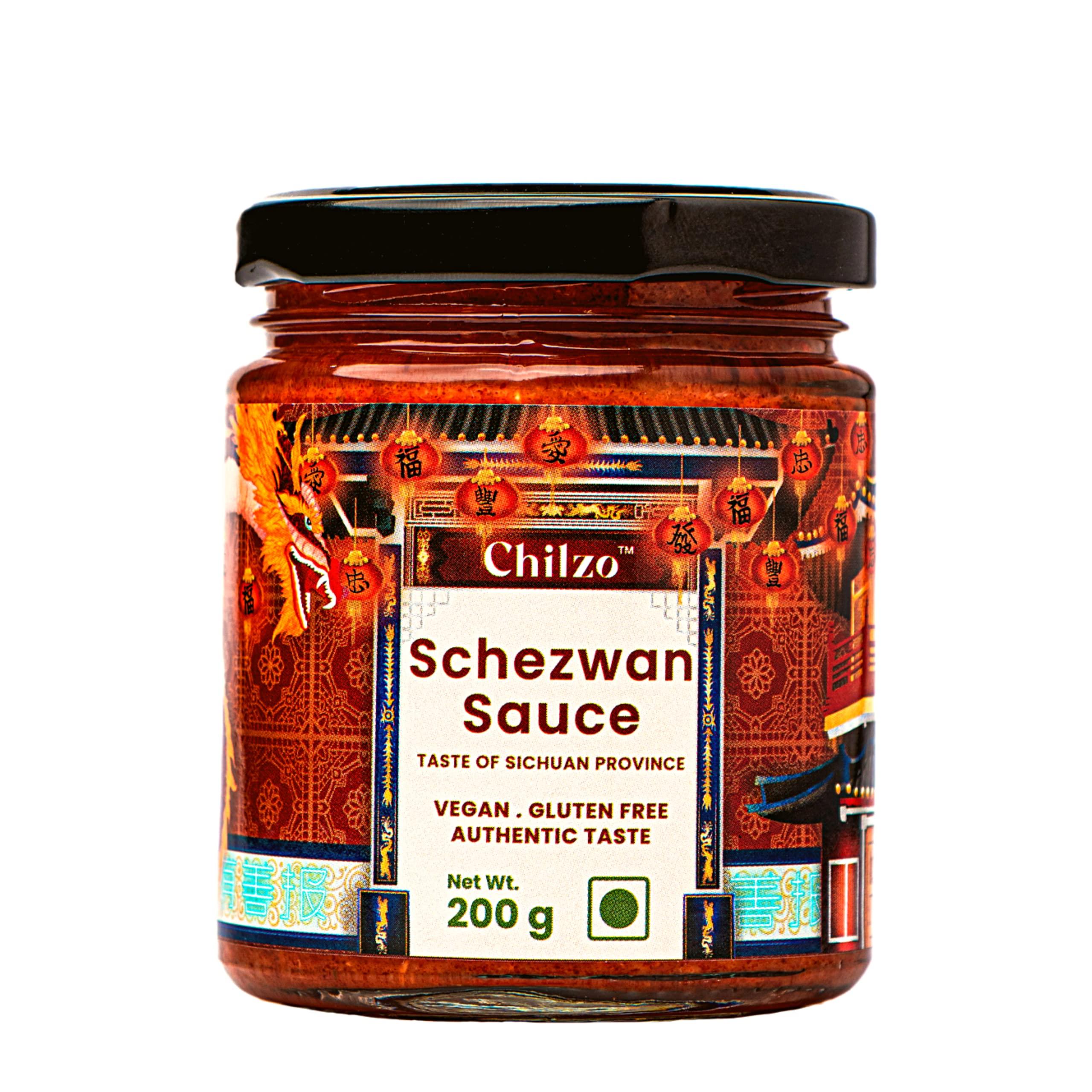 Chilzo Chilzo Schezwan Sauce (200 Gm) | No Sugar | No Msg | No Artificial Flavors/Colors | Made With Real Ingredients| Vegan | Gluten Free