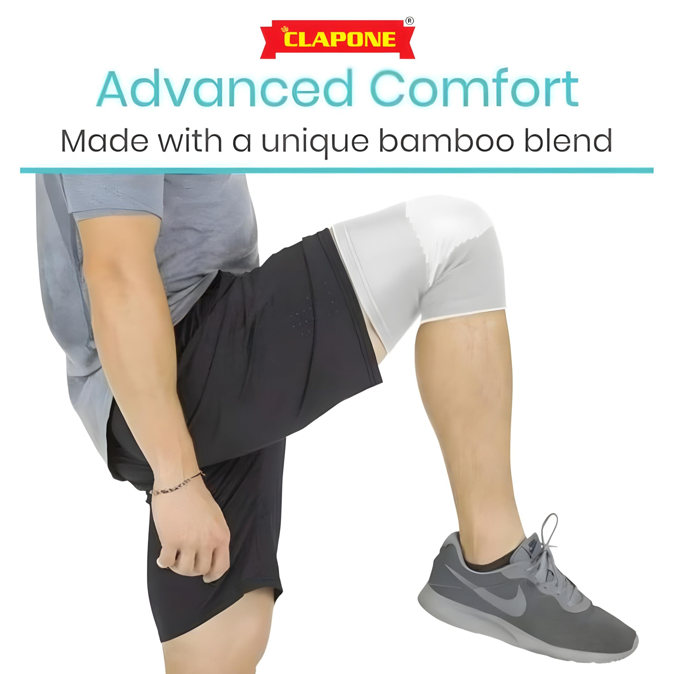 CLAPONE CLAPONE Knee Warmers, Long Cotton Knee Sleeves - For Women, Men, Circulation Improvement and Joint Pain Relief for Arthritis Knees, Knitted Binchotan Yarn, Thick, One Pair (Grey, XL)