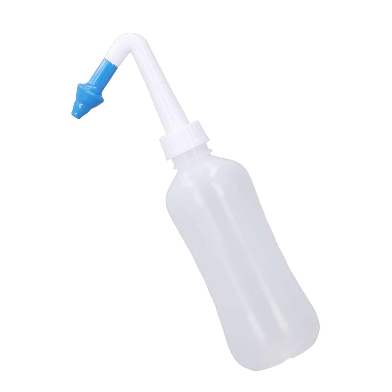 Kufoo Nose Rinse Bottle, Professional Portable Transparent Nasal Wash Bottle ABS Soothing Stream for Home (Blue Nose with One Hole)