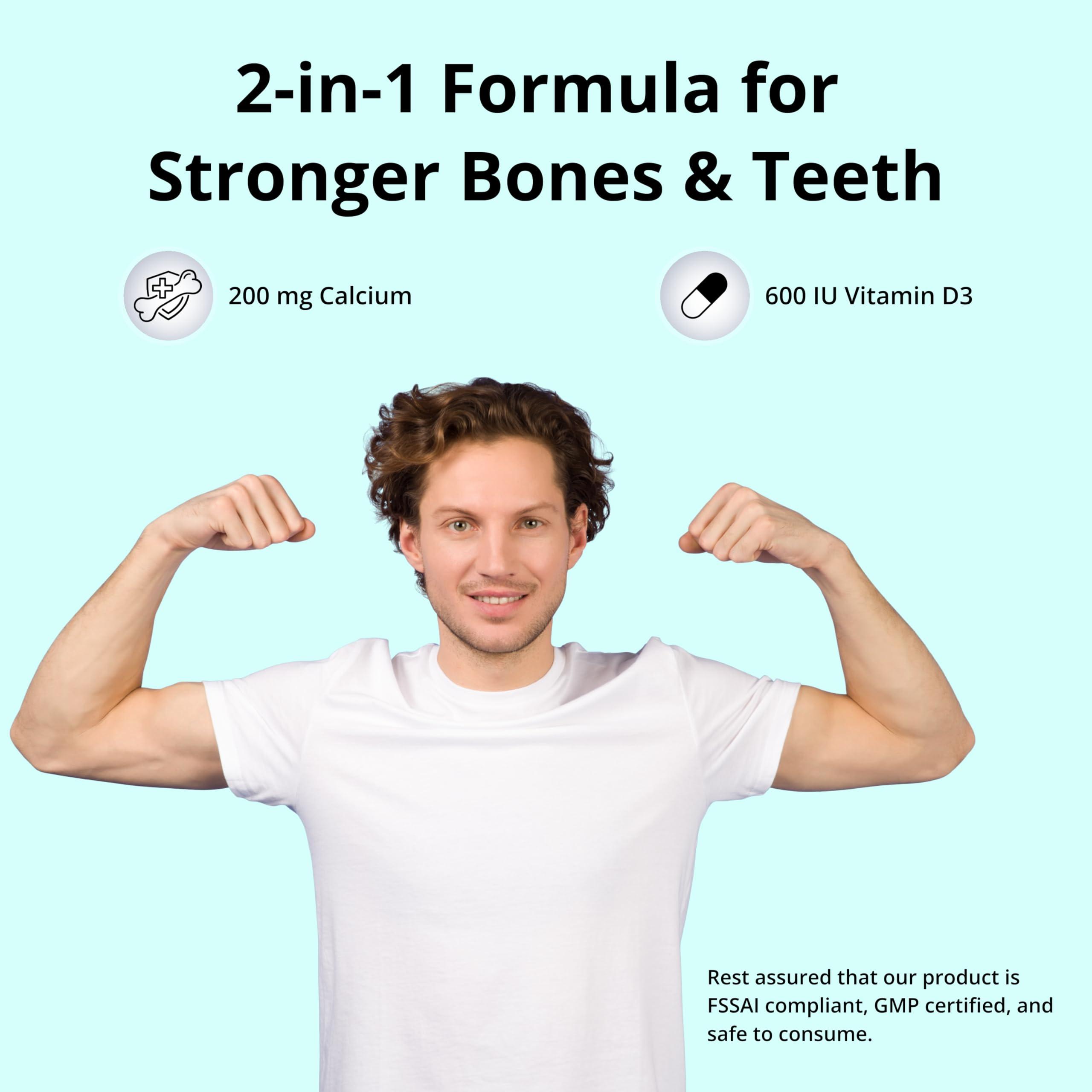 THE CO BEING The Co Beings Calcium Gummies with Vitamin D3 for Men, Women, and Kids, Vitamin D Supplement for Stronger Bones, Joints, and Teeth Health, Dairy Free, Vegan, 30 Day Supply, Natural Strawberry Flavour