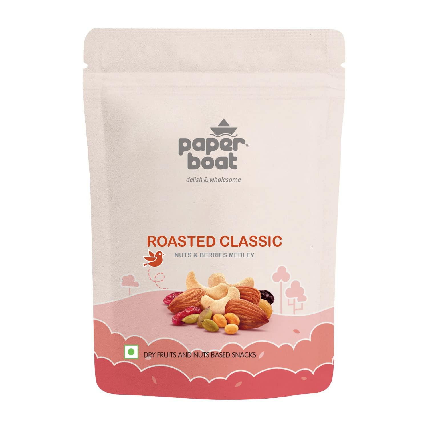 Paper Boat Paper Boat Smoked and Roasted Mixed Nuts with Himalayan Pink Salt, Pouch (200g) & Paper Boat Classic Roasted Nuts, Seeds & Berries Medley (200 g)