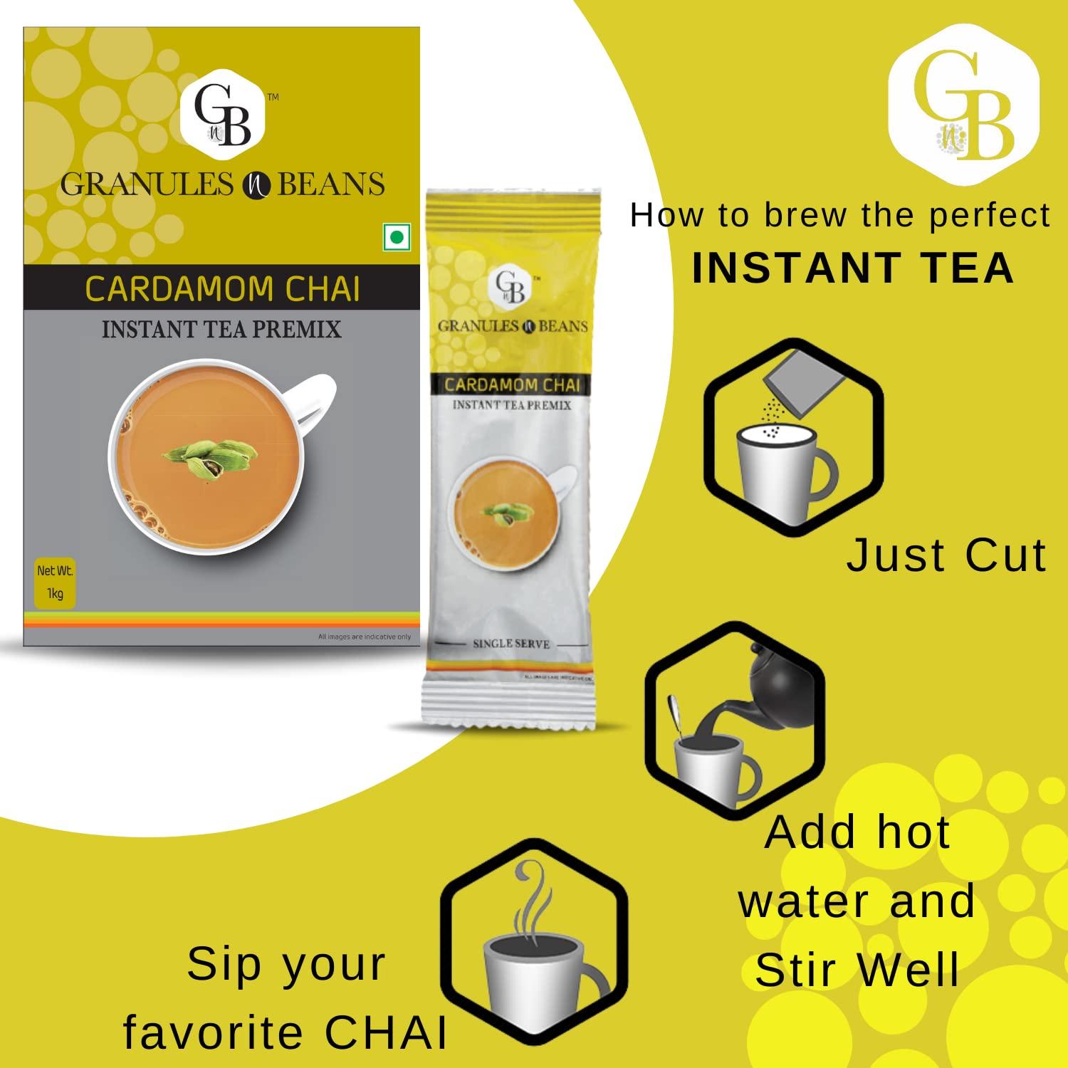 GranulesnBeans Granules n Beans Cardamom Chai Instant Tea Premix (Elaichi) - (10 Sachet x 14g =140g)