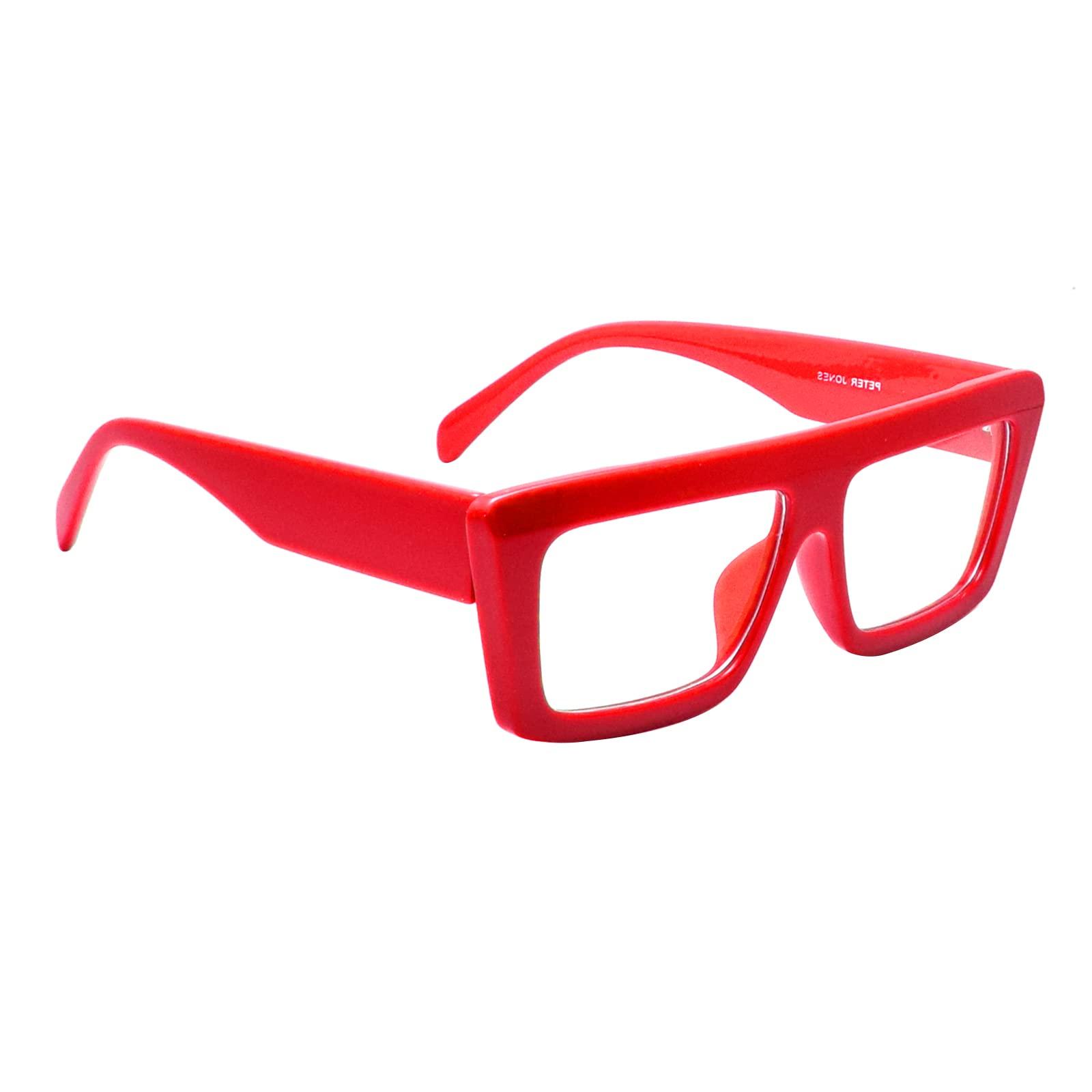 Peter Jones Peter Jones Square Red Oversized Large Unisex Blue Light Blocking Computer Glasses (22012-RD)