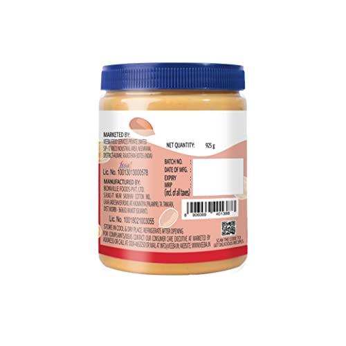 VEEBA Veeba Creamy Peanut Butter| High Protein | Naturally Gluten Free | Vegan | Trans Fat Free | No Added Preservatives | No Added Colour & Flavour | Non GMO | 925g
