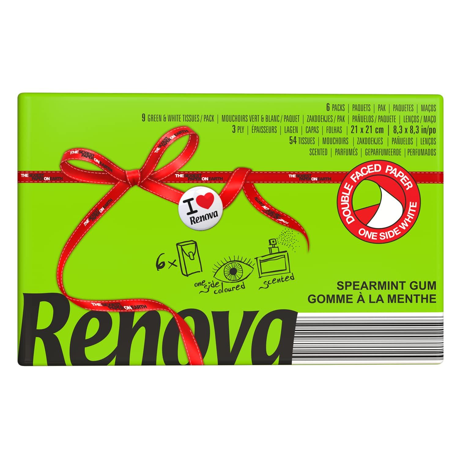 Renova Renova Pocket Tissues - Green , 3 Ply , Double Faced , Fresh Green Spearmint Scented , First Time In INDIA.