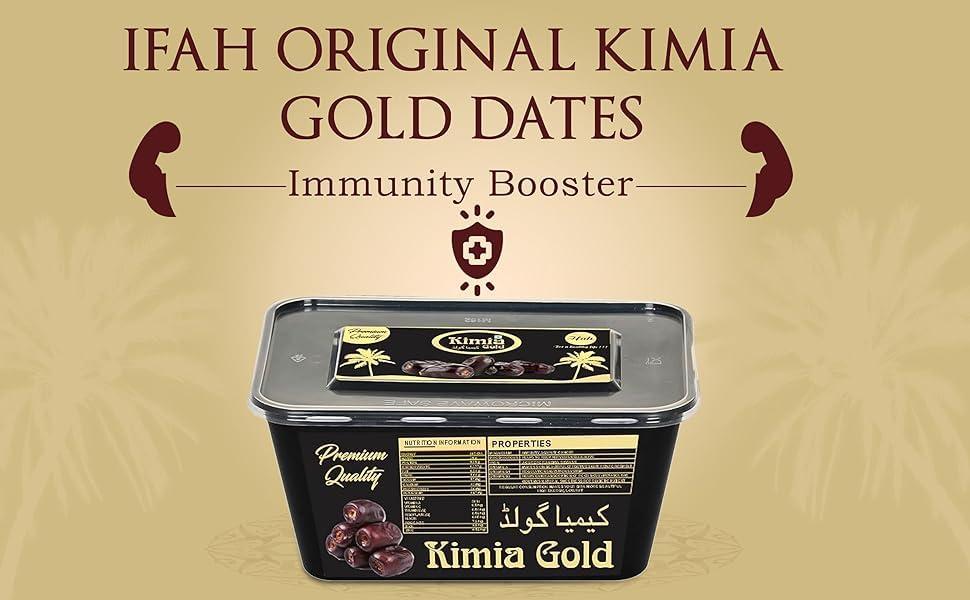 ifah Ifah Kimia Gold Dates 1kg, 100% Natural khajur dry fruits (Gluten Free, Non-GMO & Vegan) (gift pack 500g X 2)