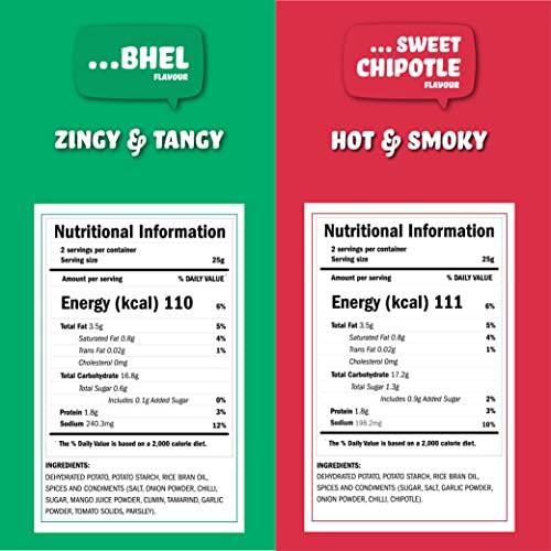 BRB BRB Popped Potato Chips | Not Baked, Not Fried | 8 Packs X 52 Grams | 2 Flavours - Bhel (4) & Sweet Chipotle (4) | 60% Less Fat | Low Calorie | Healthy Snack