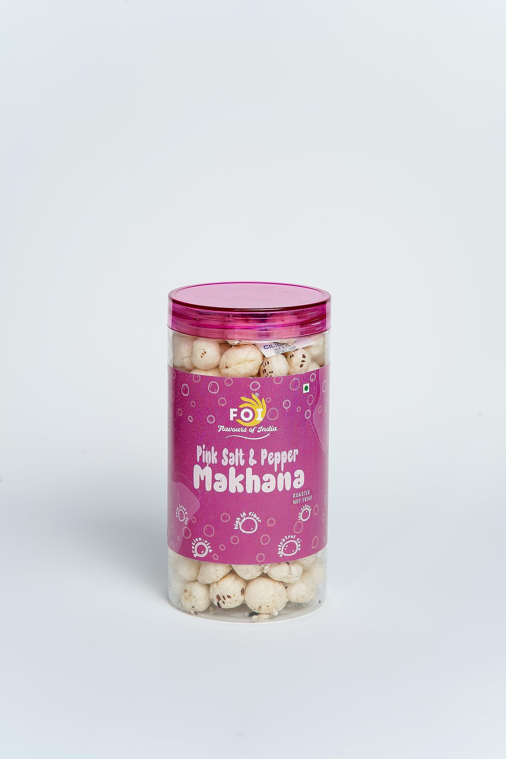 FOI Flavours of India FOI Flavours of India Makhana - Pink Salt & Pepper Medley: Healthy Snack, Crunchy & Exquisite (Pack of 4)-75gm