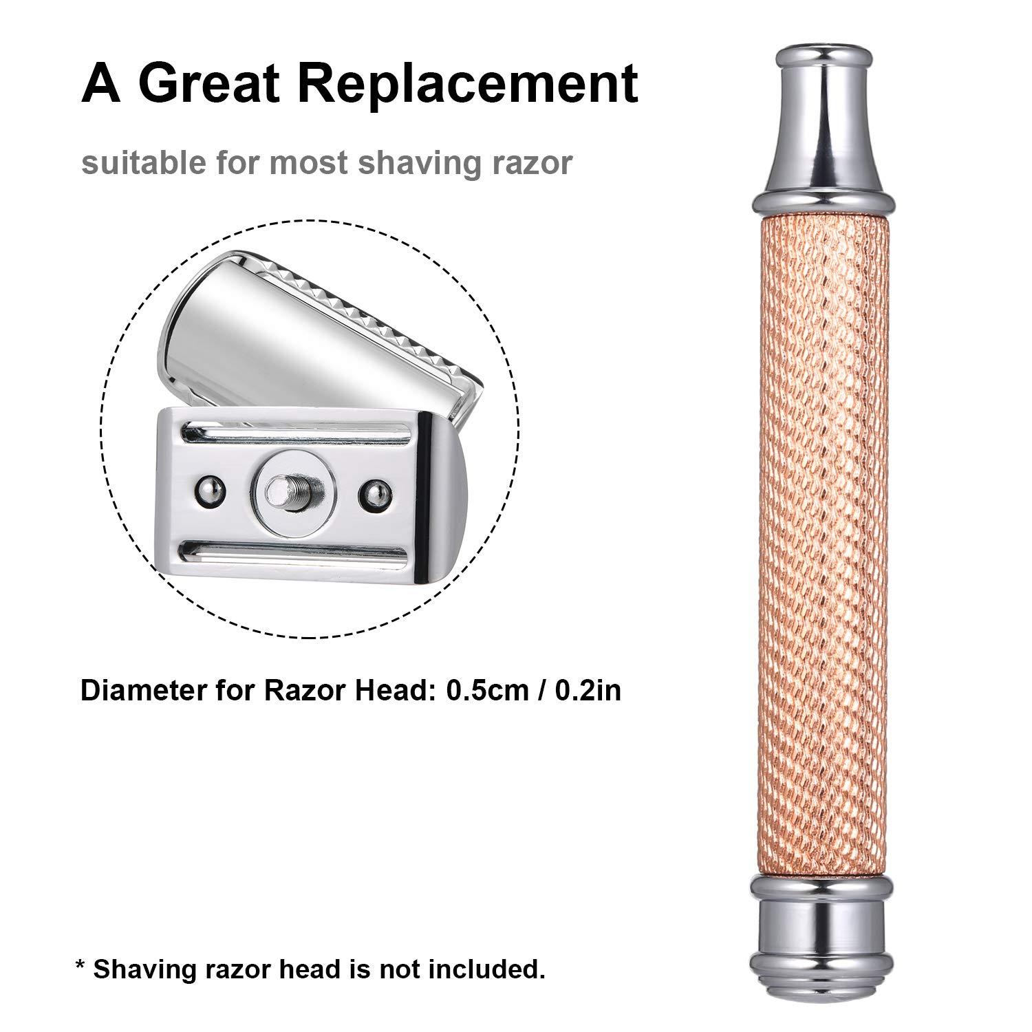 Honeytecs Honeytecs Stainless Steel Shaving Handle for Double Edge Shaving Razor Safety Replacement Beard Razor Handle Grip Manual Mustache Removal Shaving Tool Accessories