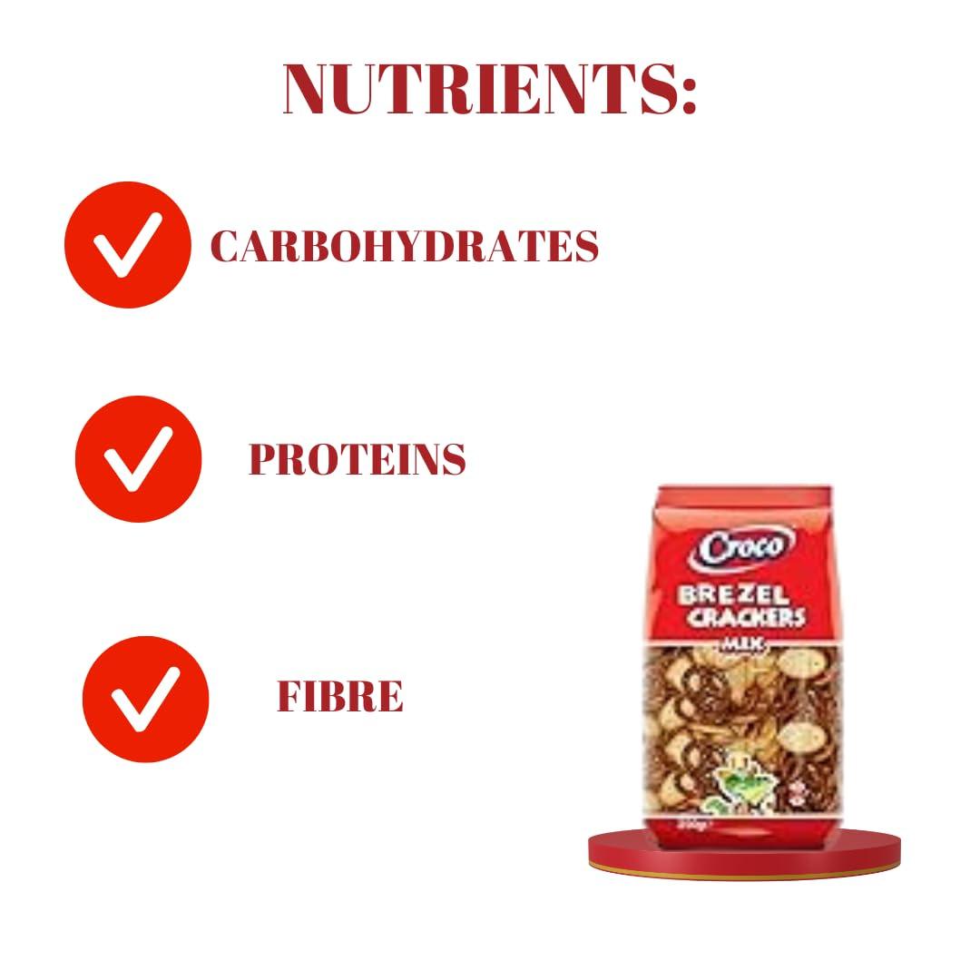 Croco Croco Brezel Crackers, Bagel chips, Pretzel, Snacks,Baked crackers, Mix 250g