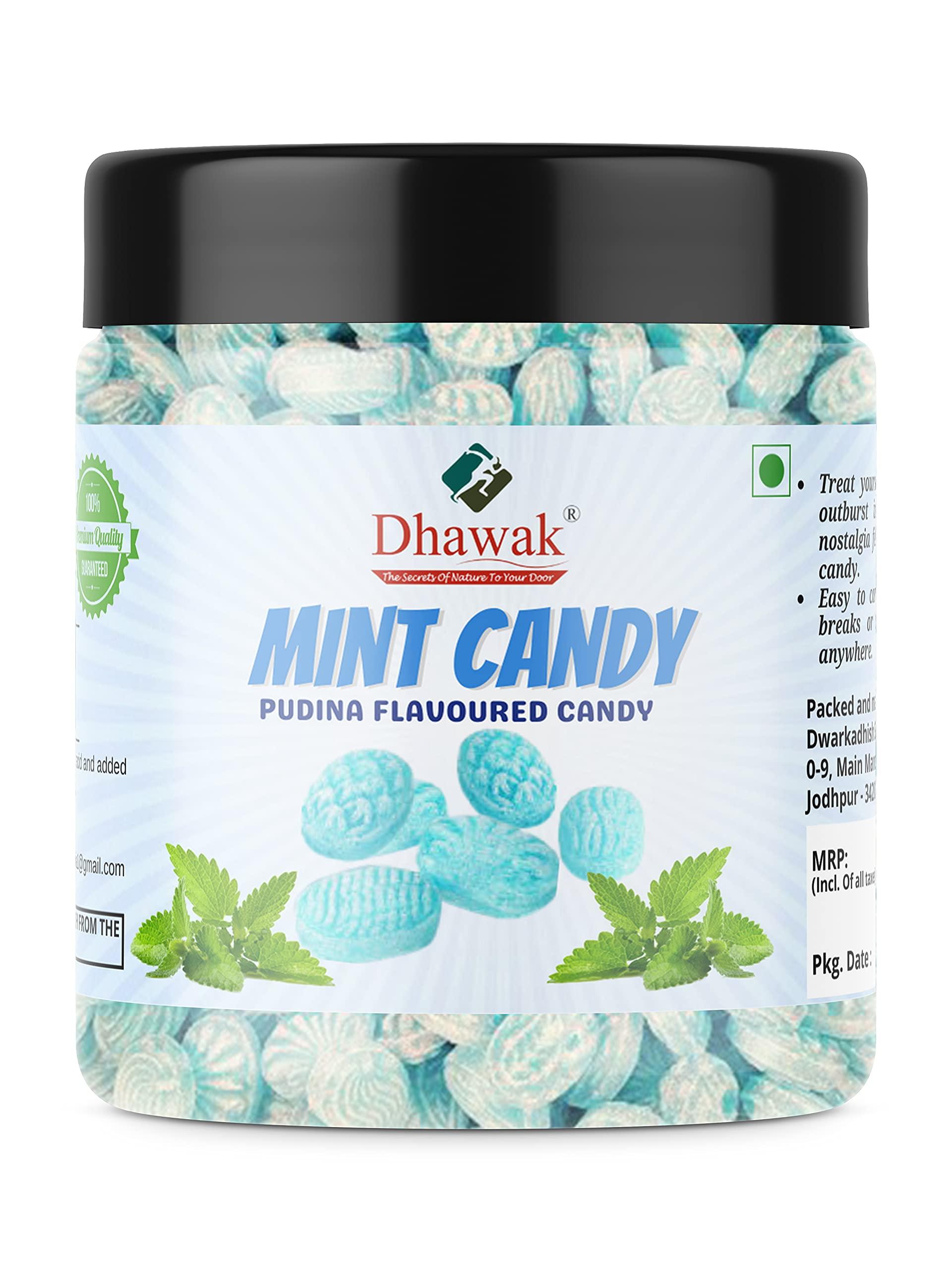 DHAWAK Dhawak Mint Candy 300 gms |Mint Flavoured Candy| Pudina Flavour Candy [Jar Pack]