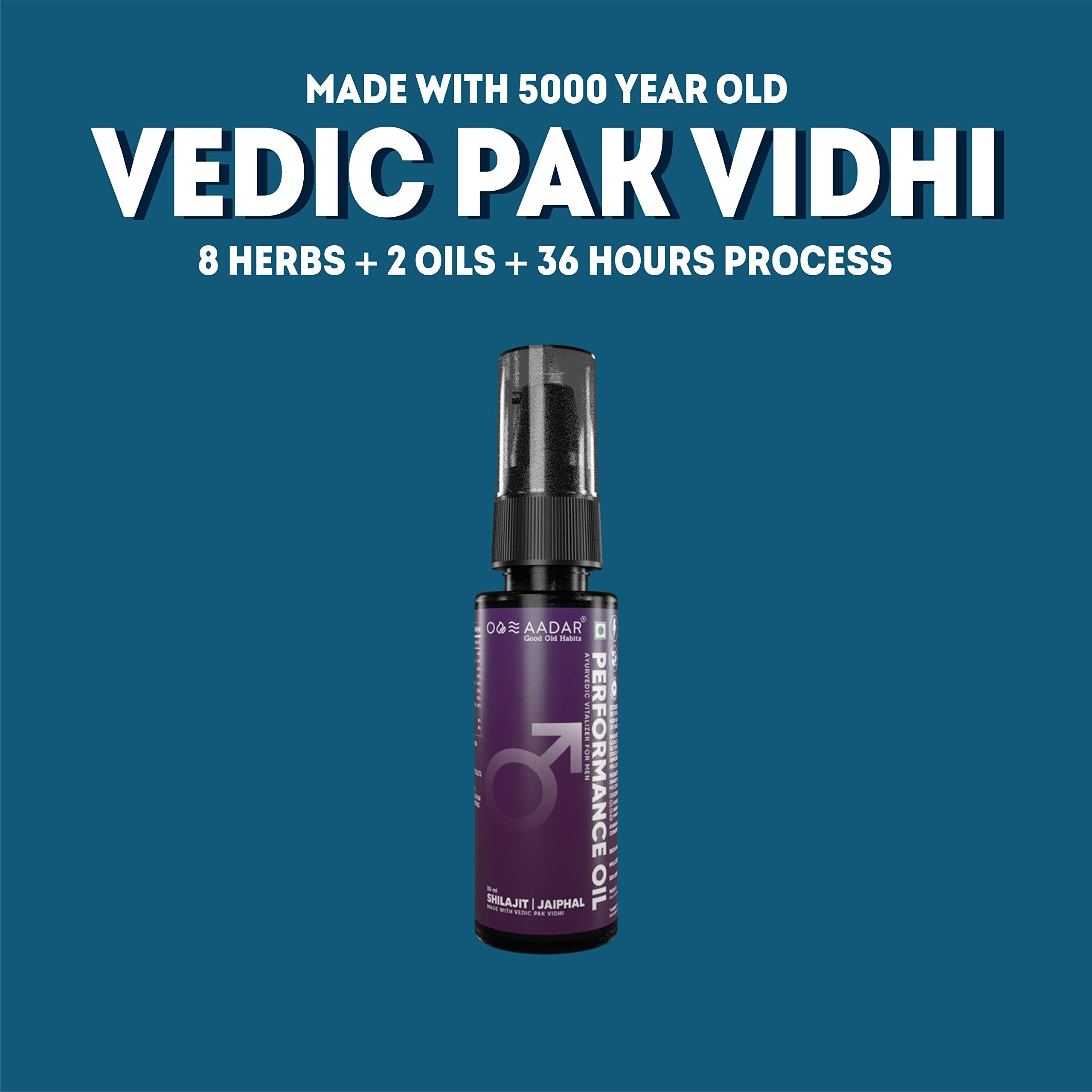 AADAR AADAR Performance Oil | Ayurvedic Massage Oil for Men | restores energy & hardens the relaxing muscles | Shilajit , Jaiphal, Safed Musli and Black Seed | 30 ml (Pack of 3)