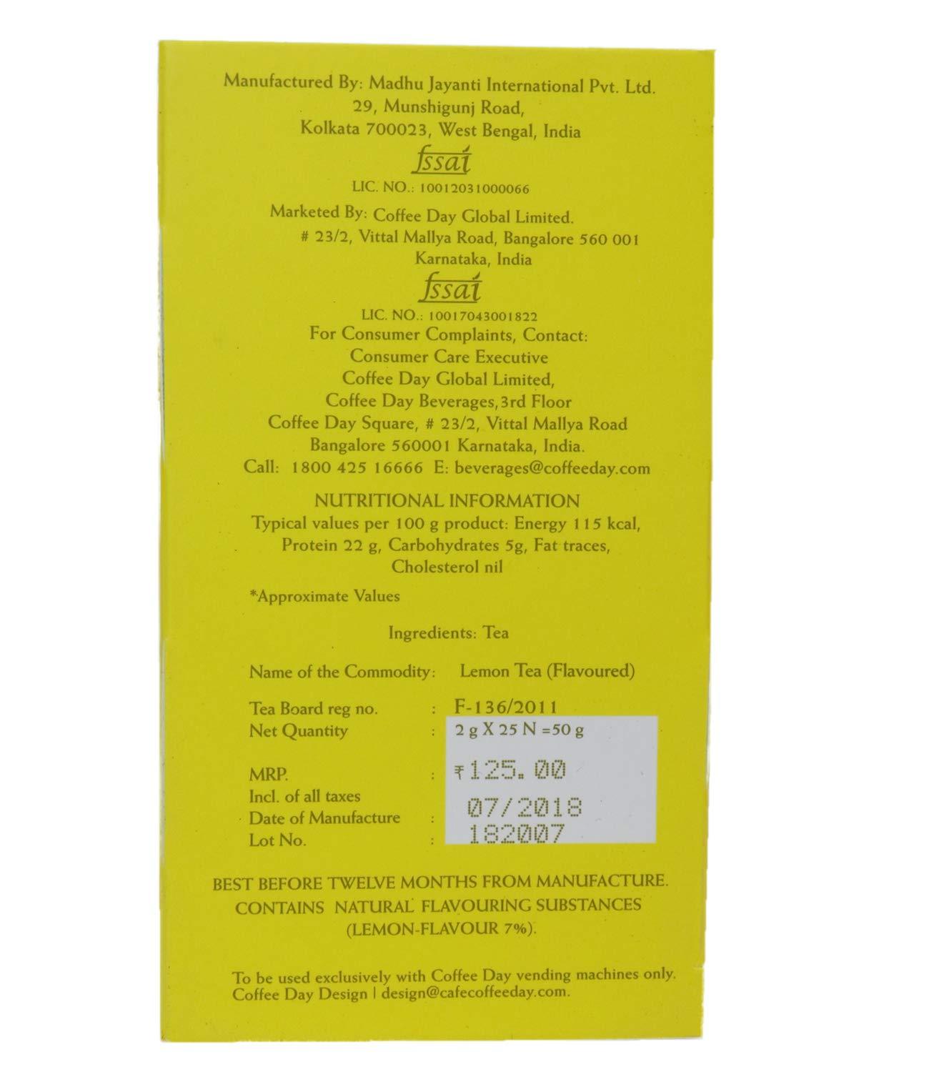 coffee day beverages coffee day beverages Lemon Tea Dip, Pack Of 2 (50 Tea Bags) - Lemongrass, 100 G