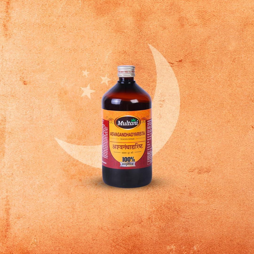Multani Multani Asvagandhadyarista | Useful In Weakness, Stress & Strain | Usefull in Vertigo | Improves Tiredness, Sleep Quality, Nervine Strength | 450 ml