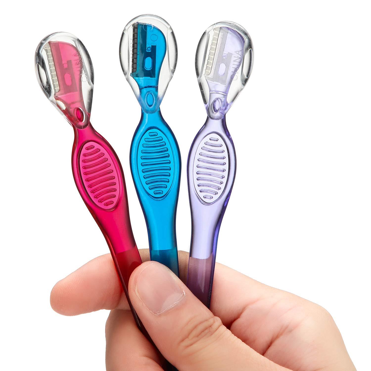 Mudder 24 Pieces Eyebrow Razor Mini Portable Eyebrow Shaver Multipurpose Face Razors Stainless Steel Makeup Face Care Tools with Precision Cover for Women Men Face Hair Removers