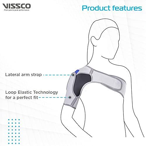 Vissco Vissco Shoulder Support, Shoulder Immobilizer With Adjustable Stretchable Strap, Better Immobilization, Pain Reliever For Rotator cuff injury, Post paralysis - Small (Grey)