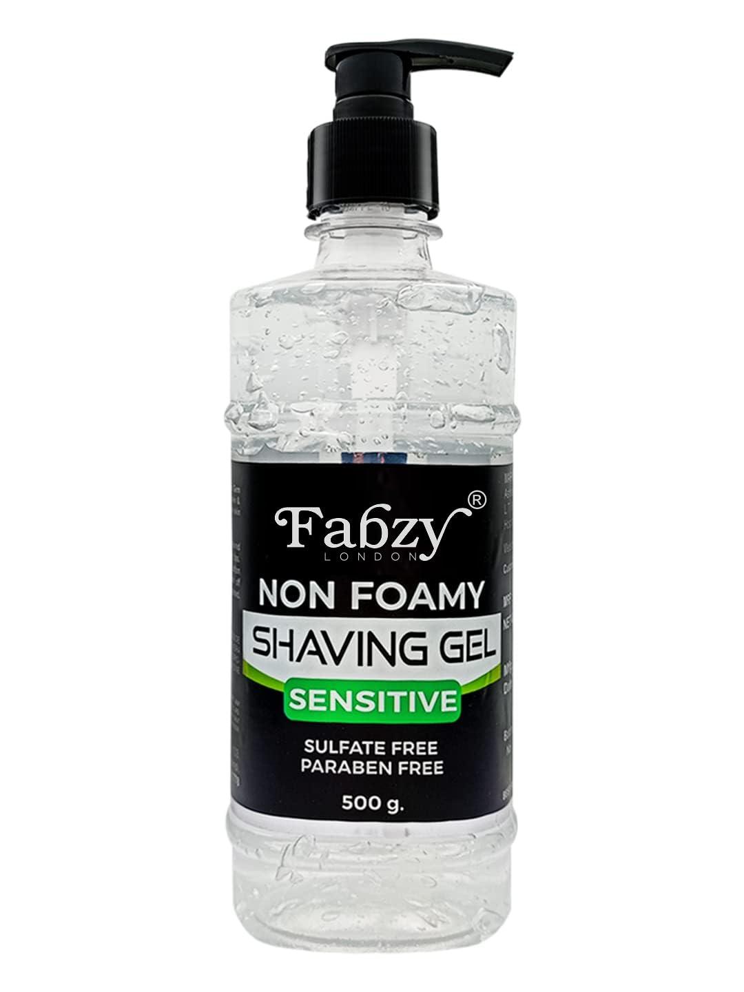 Generic Fabzy London Sensetive Non Foaming Shaving Gel for Men With Aloe Vera n Glycerin, Transparent Shave Gel For Maximum Visibility n Smooth Beard Shaving, Vegan n Paraben Free, 500 ml