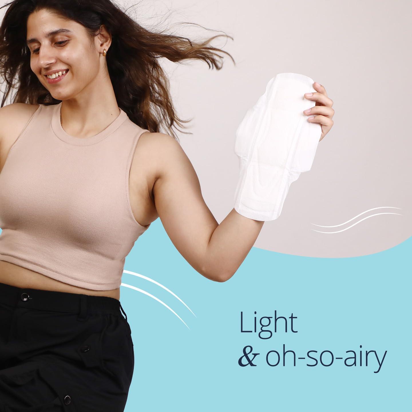 Carmesi Carmesi Air Feel Sanitary Pads With Dual Airflow Pores - 40 Large Pads | Airy, Dry, Sweat-Free, Rash-Free & Comfy | Soft, Lightweight & Ultra-Thin | Super-Absorbent Core | Non-Toxic
