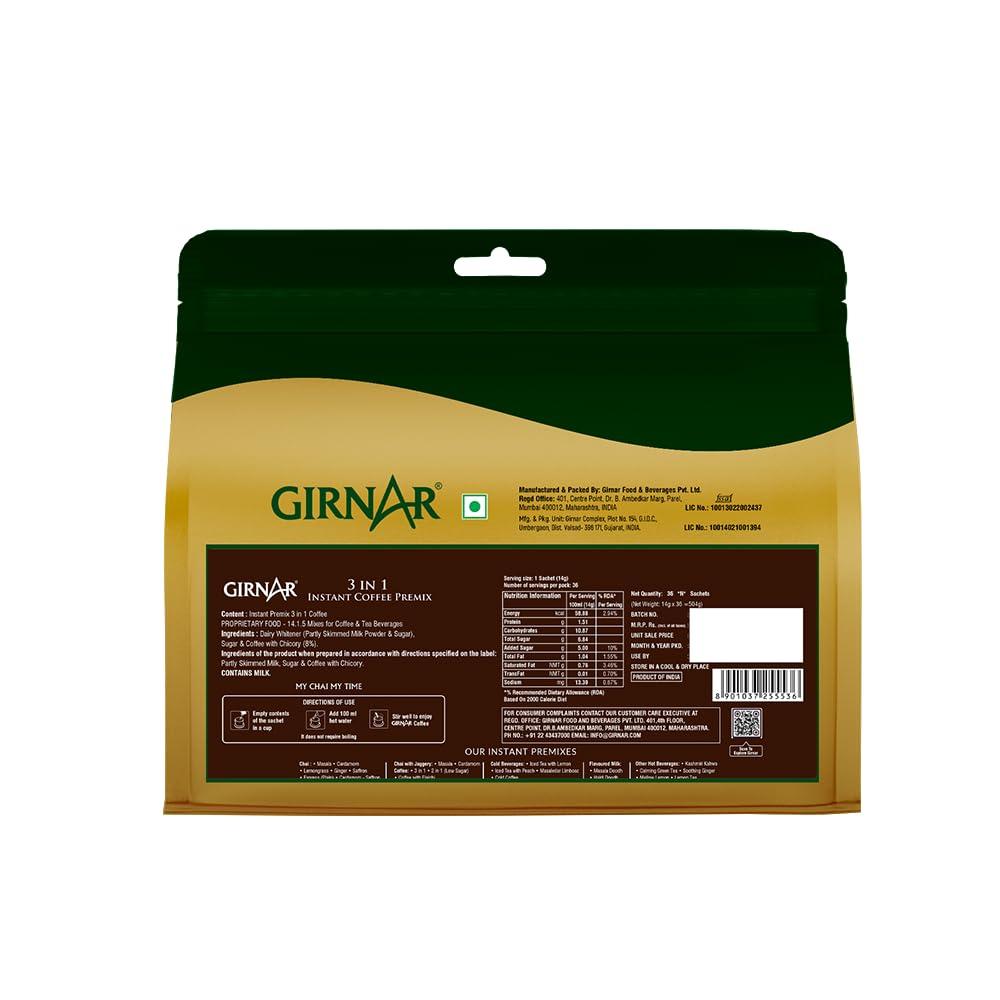 Girnar Girnar Instant Premix 3 In 1 Coffee (36 Sachets), 504 Gram