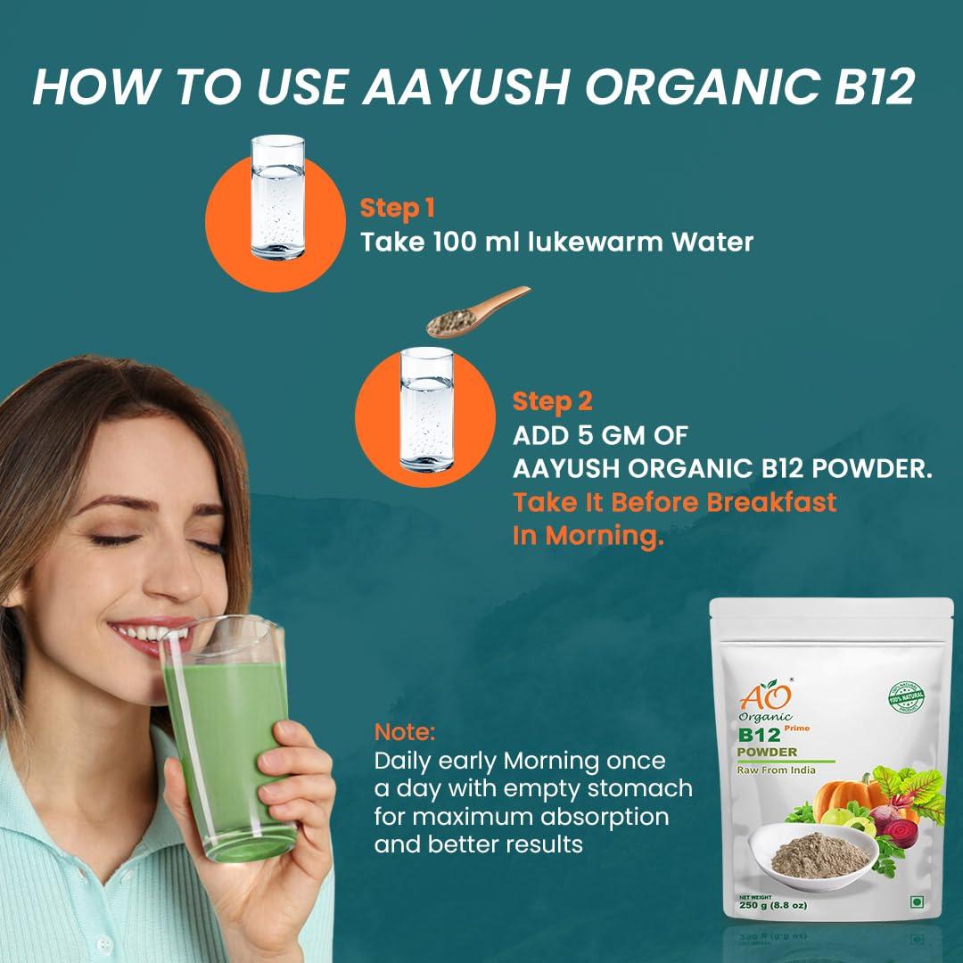 AO ORGANIC AO Organic Vitamin B12 Suppliment | Boost Immunity | Improve B1, B2, B3, B4, B6, B8, B10, B12, etc. | Multi Vitamin Suppliment| Powder | 250 gm
