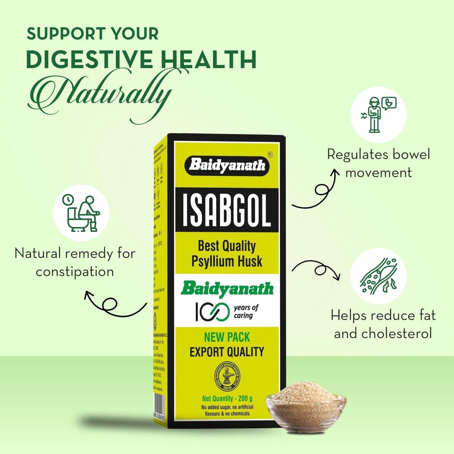 Baidyanath Asli Ayurved Baidyanath Asli Ayurved Isabgol - Psyllium Husk Powder 200 gm | Boosts Digestion | Constipation Relief Naturally | Rich Source Of Dietary Fiber Supplement (200gm (Pack of 2))