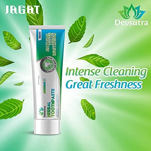 JAGAT Jagat Devsutra Dr. Trusted Ayurvedic HERBAL Activated Charcoal Toothpaste & Fresh Mint Toothpaste for Teeth Whitening - 100% Natural Formula, No Fluoride & Artificial Colors (2 Pack Each), (100g x 4)