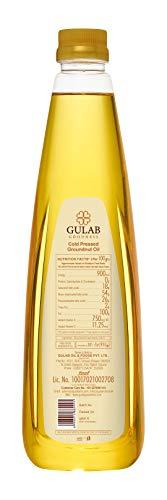 GULAB Gulab Cold Pressed Groundnut Oil - 1 Litre | Peanut Oil | Sing Tel | Kolhu / Kachhi Ghani / Chekku / Wood Pressed | Natural Oil | Chemical Free
