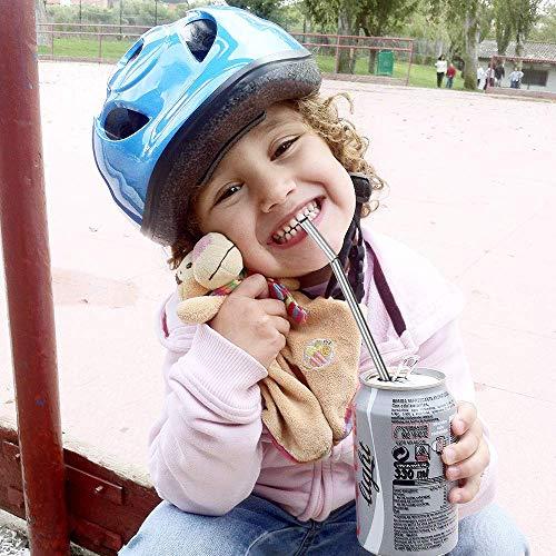 wowobjects wowobjects Foldable Metal Drinking Straws Stainless Steel Straws Food Grade Silicon Straws with Portable Case and Cleaning Brush, Eco-Friendly for Party,Outdoors, Household (Blue)