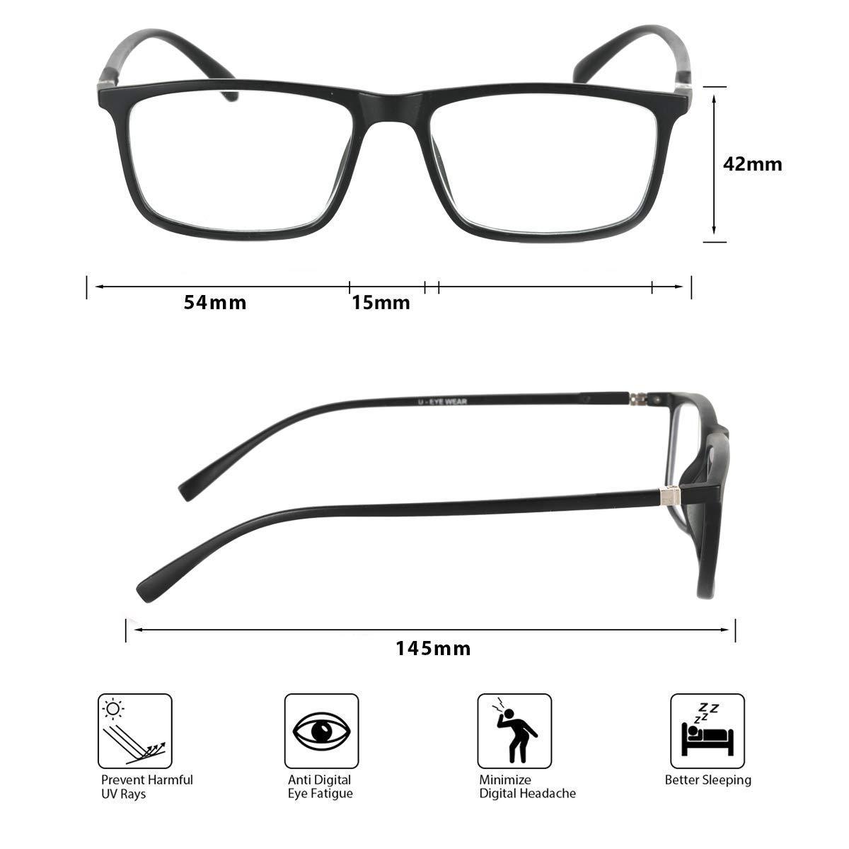 Optify Optify full rim free size Power reading glasses with blue block light filter & anti reflective coating for Men and Women(+1.25)