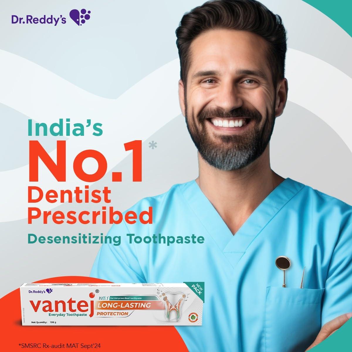 Vantej Vantej Dr. Reddy\'s Toothpaste For Sensitive Teeth | Extra Foaming Action With Refreshing Flavor For Everyday Use | Toothpaste Combo Pack Offer | 100G X 3