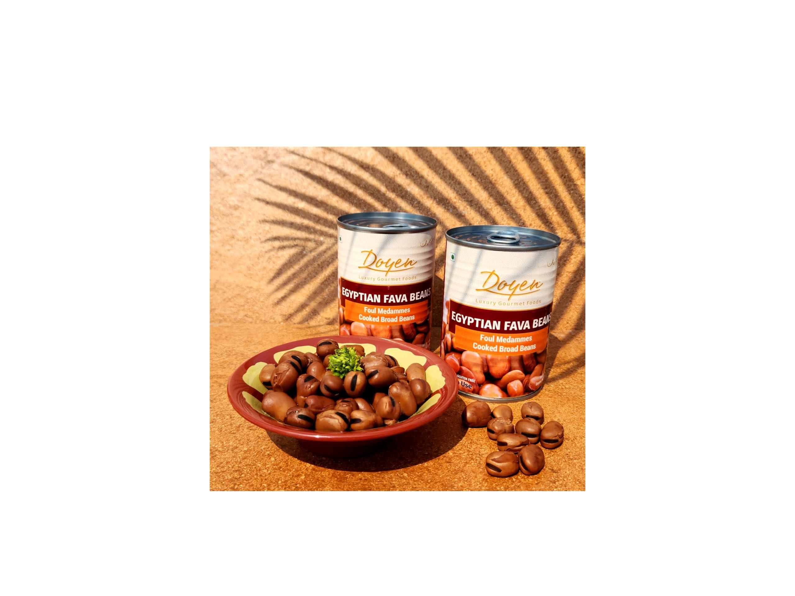 Doyen Doyen Egyptian Fava Beans | Ready to Cook Middle Eastern Foul Medammes | Vegan Friendly Broad Beans For Hummus, Falafel, Lebanese Foul Salad, | 400g Can