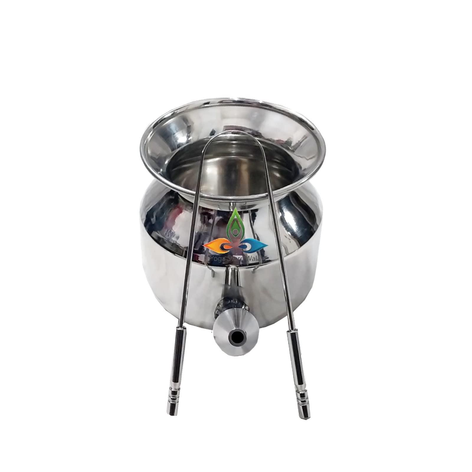 Generic Yoga Store Wala Jal Neti Pot Steel with 1 Rubber Neti, Tongue Cleaner & Eye Wash Cup 2 Pcs (Combo Pack)