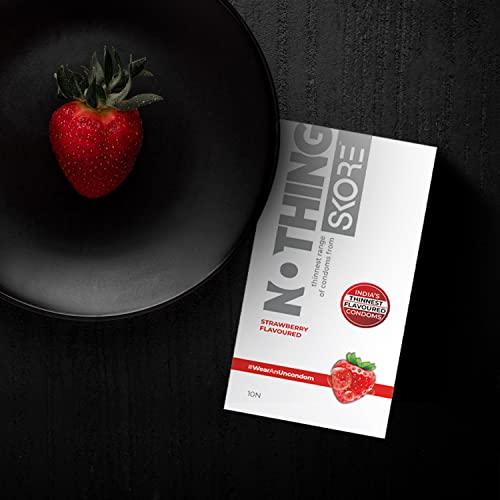 Skore Skore Nothing Thinnest Pleasure Condoms |Flavored Strawberry |with Disposal Pouches| pack of 2 | 10's each