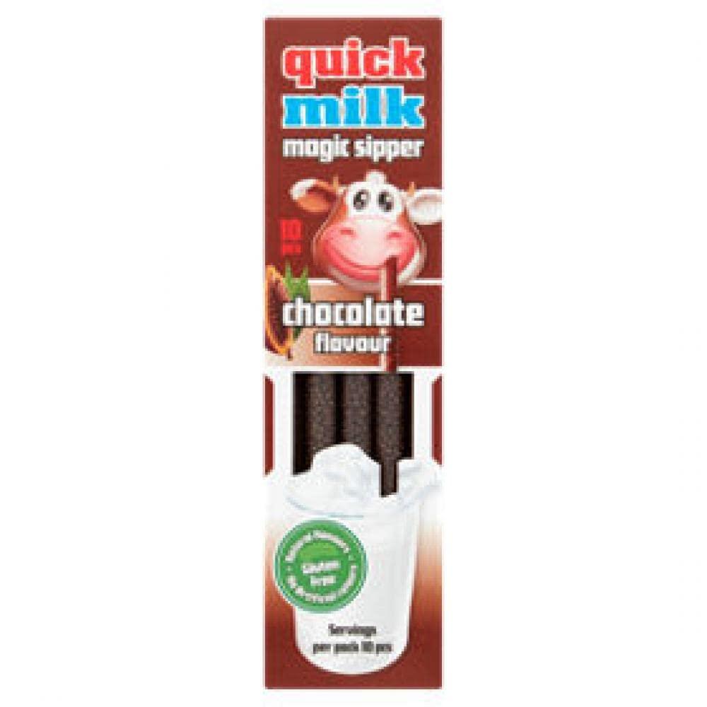 Generic Quick Milk Magic Sipper Chocolate Flavour 10 Straw Gluten Free 60g (Imported)