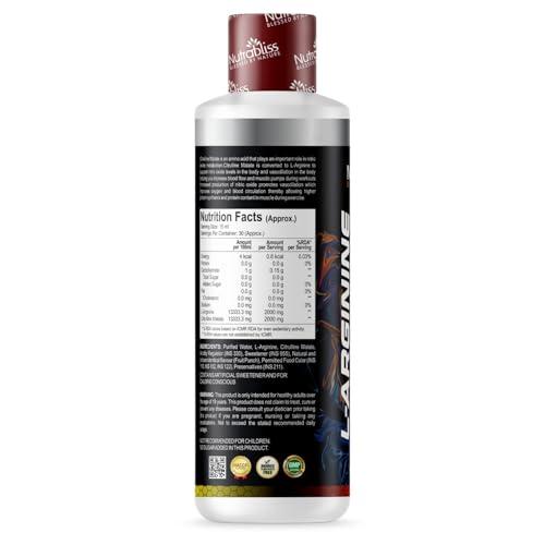 Nutrabliss NUTRABLISS L-Arginine Liquid 4000mg + Citrulline Malate | Improve Athletic Performance, Nitric Oxide Booster and Supports Recovery(450ml, Fruit Punch)