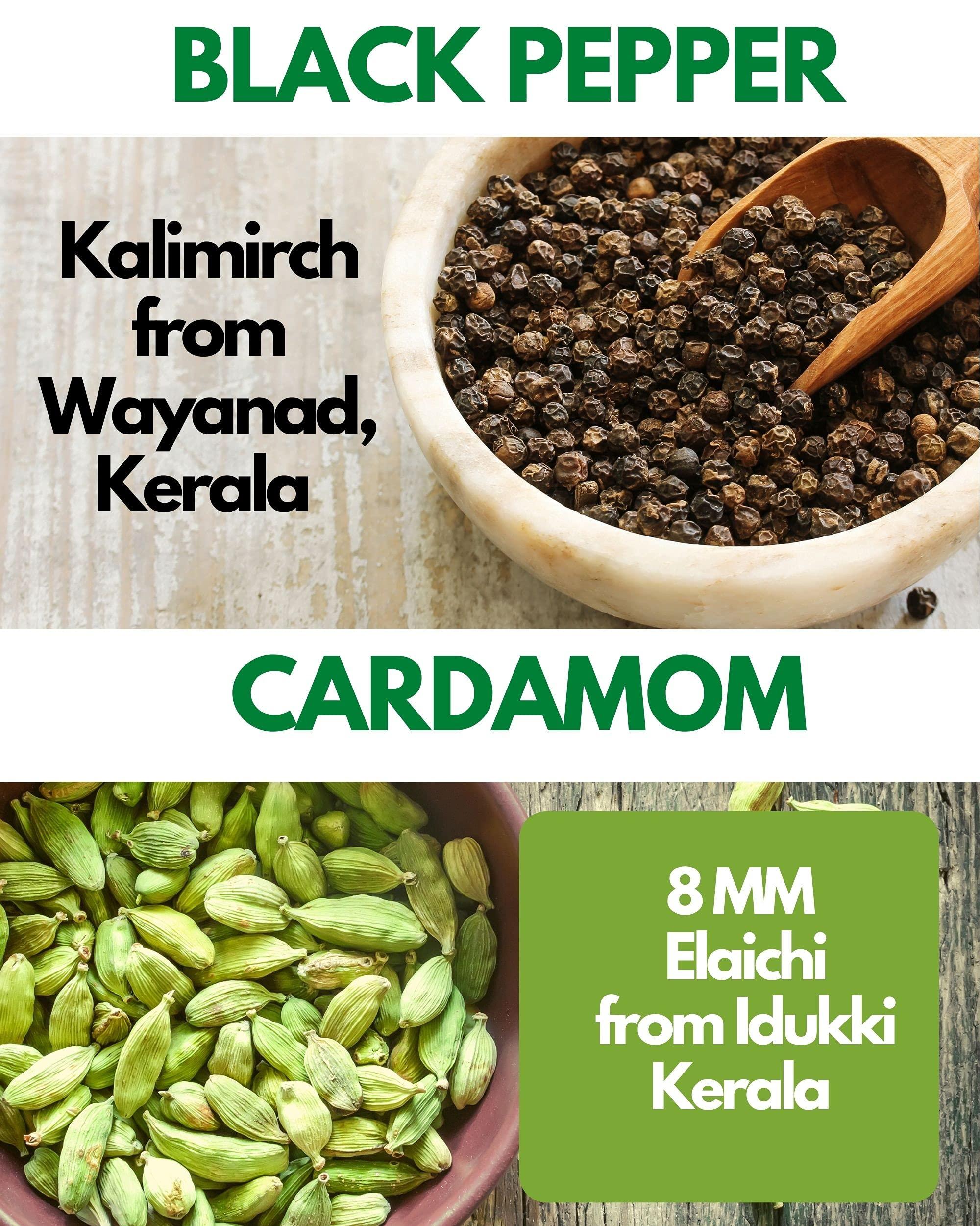 Vedic Flavors PACKAGED WELLNESS Vedic Flavors 6 Whole Spices Combo Pack  Black Pepper 40g, Cardamom 40g, Cloves 40g, Ceylon Cinnamon 40g, Nutmeg Mace 40g, Star Anise 40g / Finest Garam Masala Whole Spices from Kerala