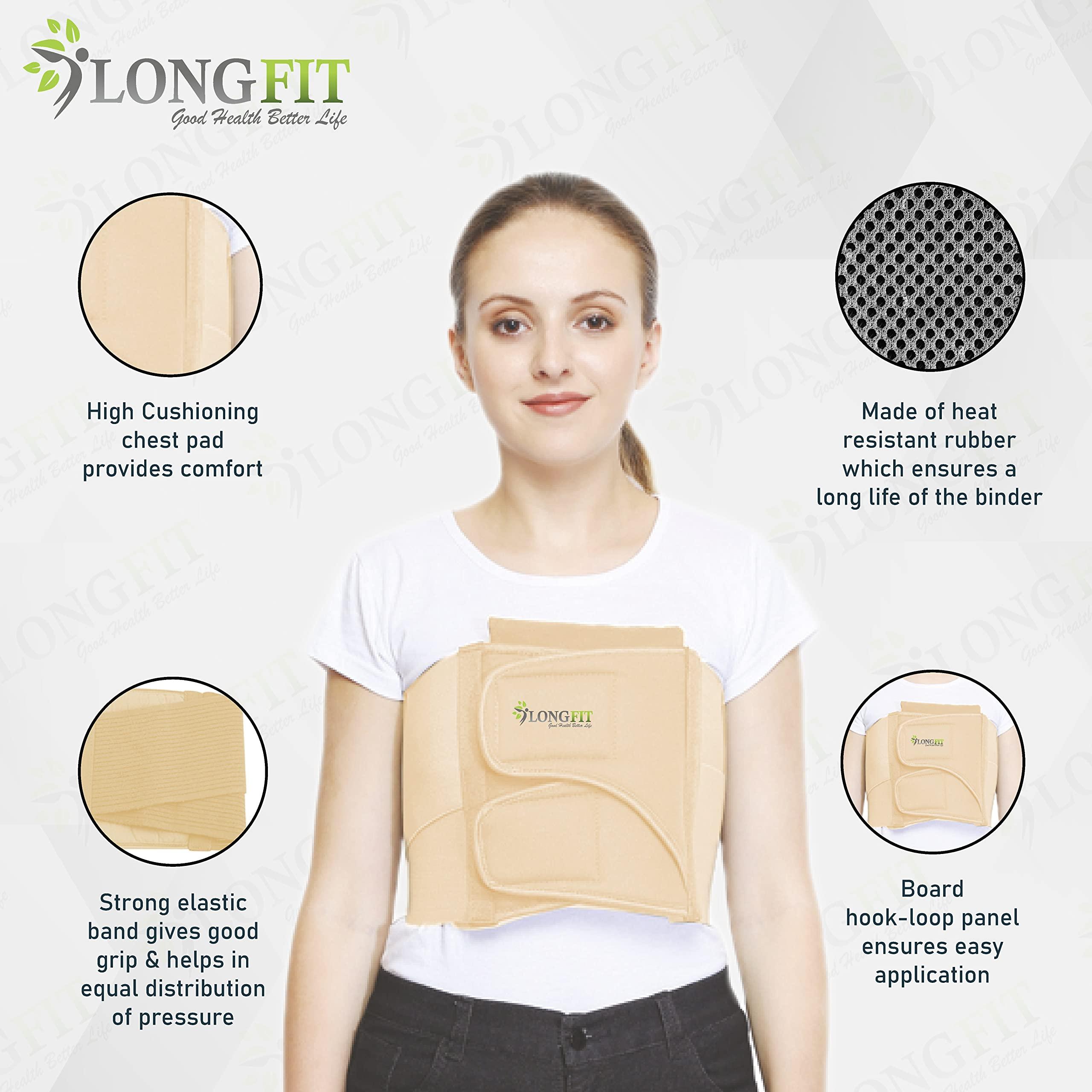 LONGFIT LONGFIT Elastic Breast-Chest Compression Wrap Belt for Women with Front Hook Breast Band to Provide Stability, A Perfect Vest Breast Binder Corsets for Total Comfort & Support Shapewear-Skin-X-Large