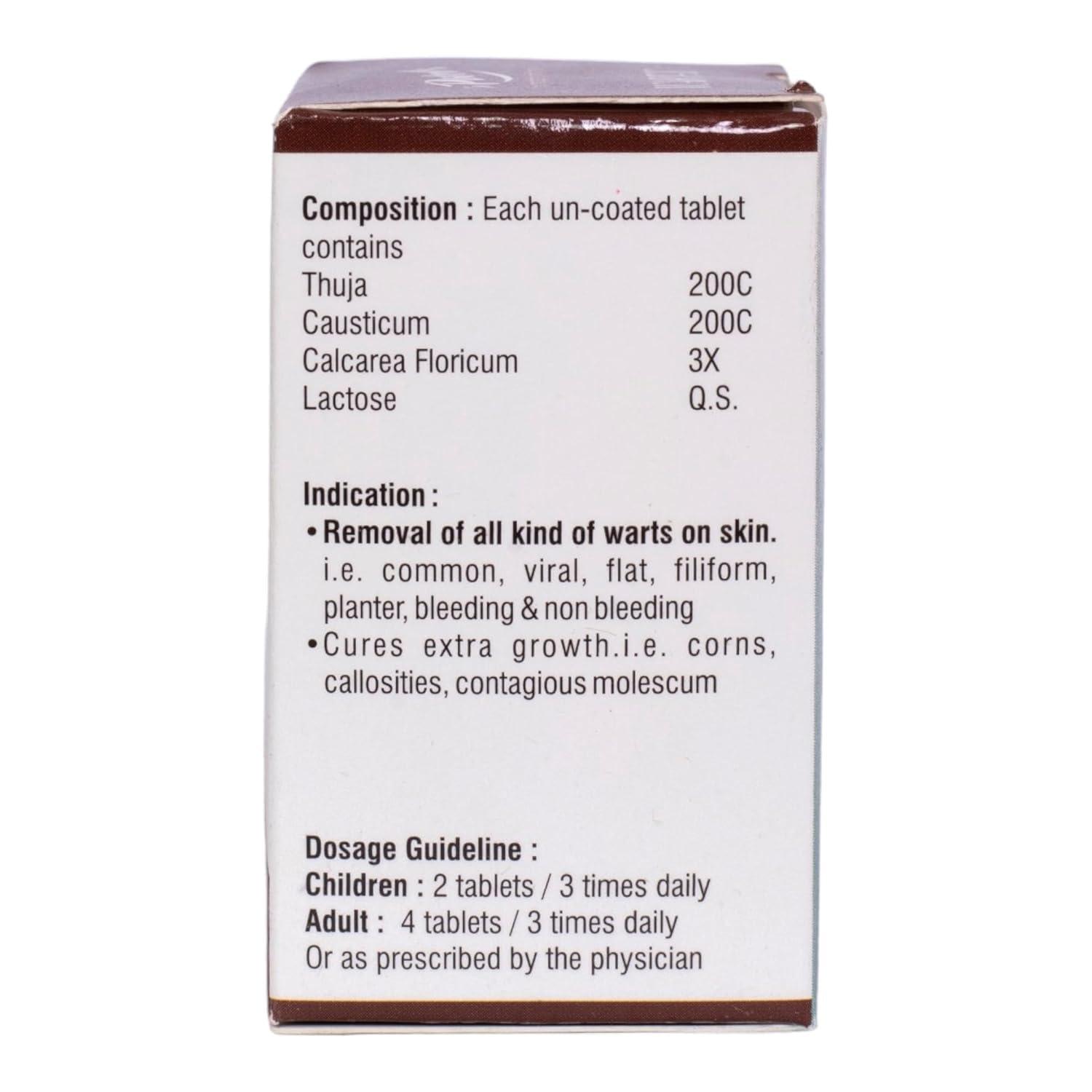 DR PATELS HOMEOPATHIC MEDICINES DR PATELS HOMEOPATHIC MEDICINES Wart X Tablet & Thuja Ointment Combo|Removal Of All Types Of Warts, Corns, Callosities|Polypi & Tubercles-Combo