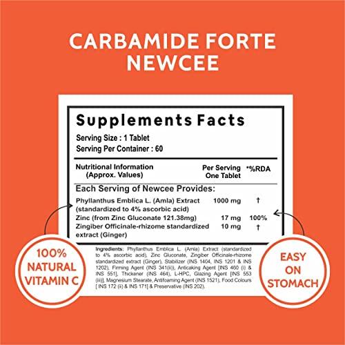 Carbamide Forte Carbamide Forte Natural Vitamin C Amla Extract 1000mg with Zinc for Immunity Boost & Skincare - 60 Veg Tablets