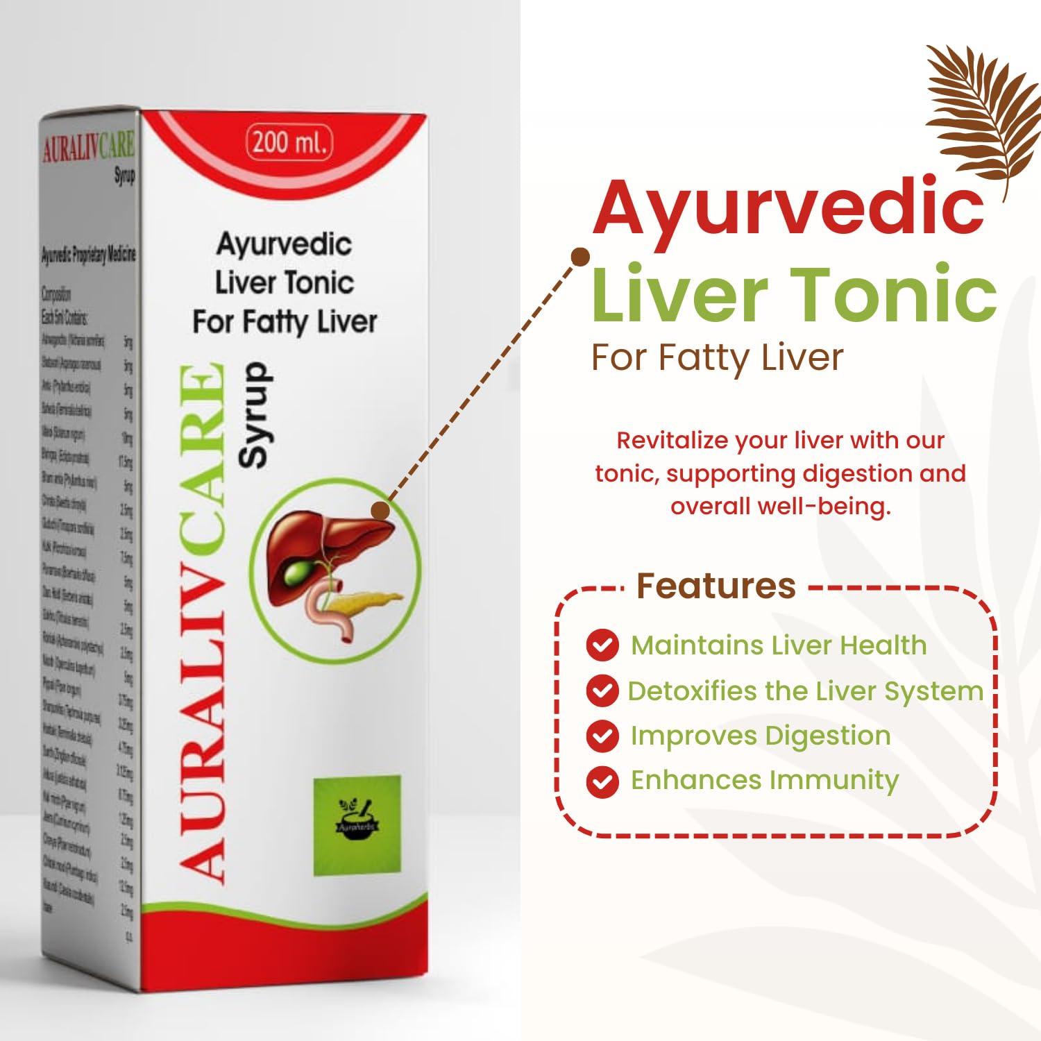 Auralivcare Auralivcare Ayurvedic Liver Tonic For Fatty Liver | Liver Tonic | Liver Health | Improves Digestion | 25 Ayurvedic Herbs Helps to Maintains Overall Liver Health