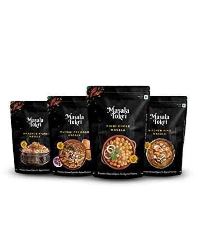 MASALA TOKRI Masala Tokri - Pindi Chole Masala, Kitchen King Masala, Awadhi Biryani Masala & Mumbai Pav Bhaji Masala 100gm (Pack of 4)