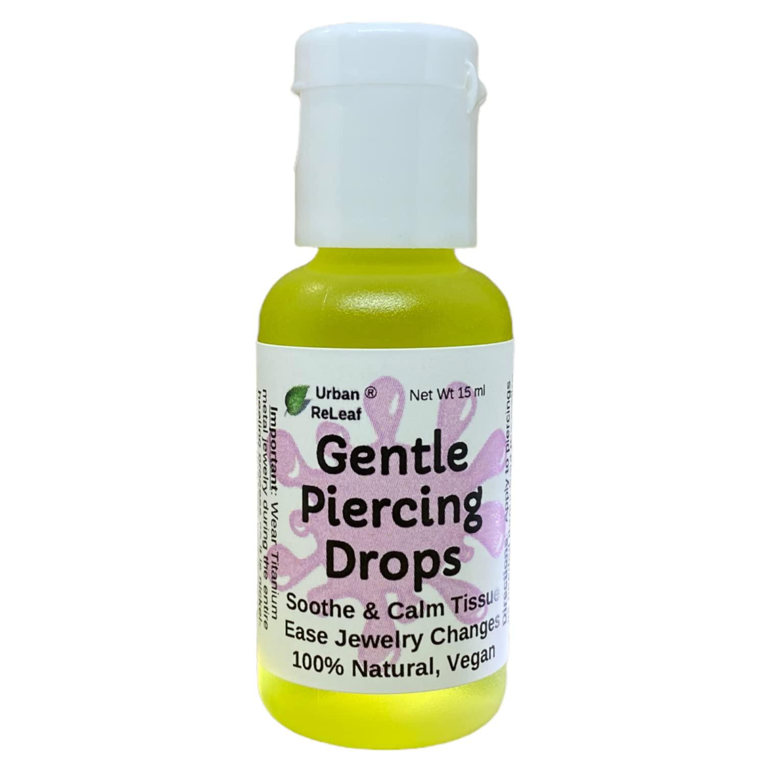 Urban ReLeaf Urban ReLeaf Gentle Piercing Drops ! Soothe & Calm Tissue, Ease Jewelry Changes, 100% Natural, Vegan. Perfect for Sensitive Skin. Effective Aftercare Oil for Ear & Body Piercings!