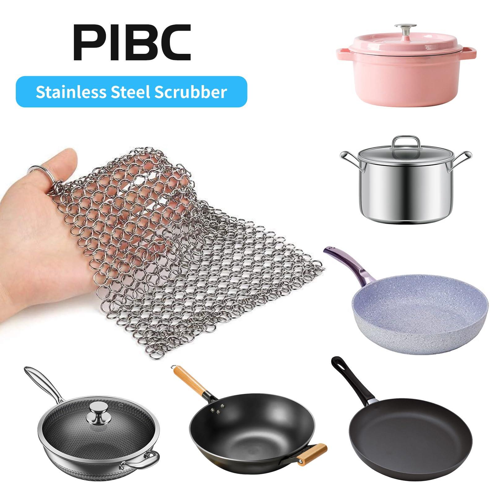 UNEEDME 8\"x6\" 316L Stainless Steel Cast Iron Cleaner for Cleaning Cast Iron Pan Pre-Seasoned Pan Dutch Ovens Waffle Iron Pans Grill Skillet