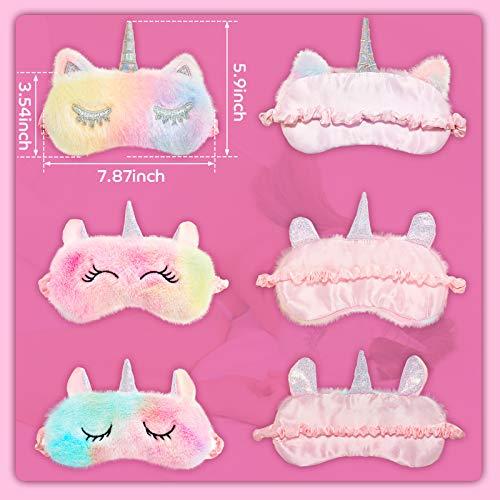 Geyoga 3 Pieces Plush Sleeping Eye Cover Bunny Eye Blindfold Cat Sleep Eye Cover Unicorn Sleeping Eye Shade Soft Funny for Kids Girls and Adult Travel (Unicorn Style)