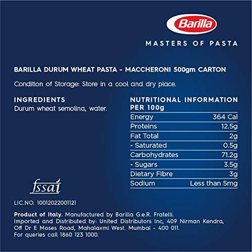 Barilla Barilla Pasta Maccheroni Durum Wheat, 500g, Italy