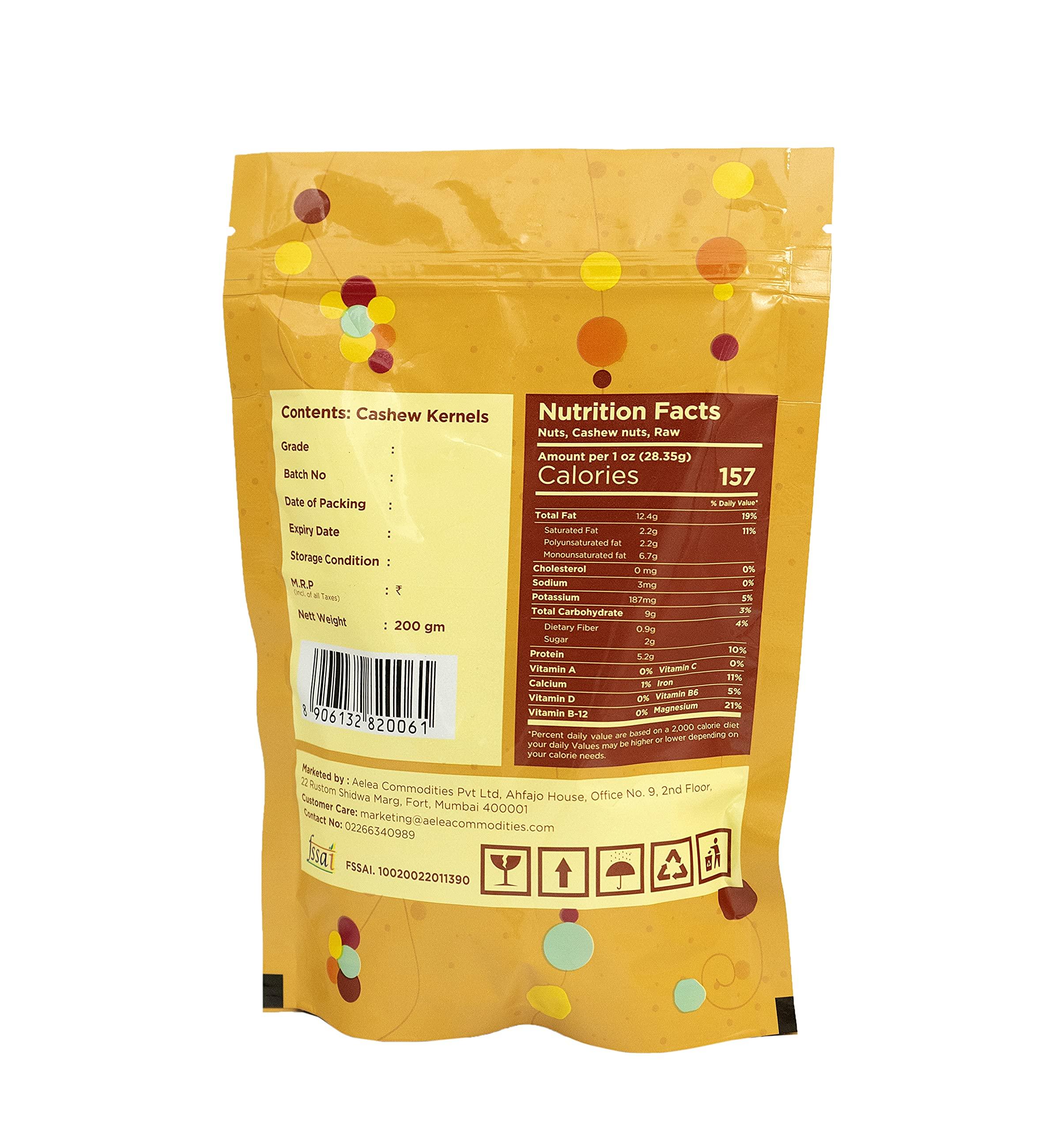 tryble Tryble Plain Cashew | Kaju | W320 Grade Whole Cashews 200 g | Nutritious, Delicious & Crunchy Kaju | Tasty Sweet Cashews for Snacking