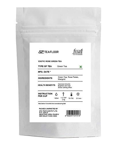 TEAFLOOR Teafloor Green Tea - Floral Sweetness | Exotic Rose Green Tea | Tea Weight : 100g /3.5 oz (50 Cups)