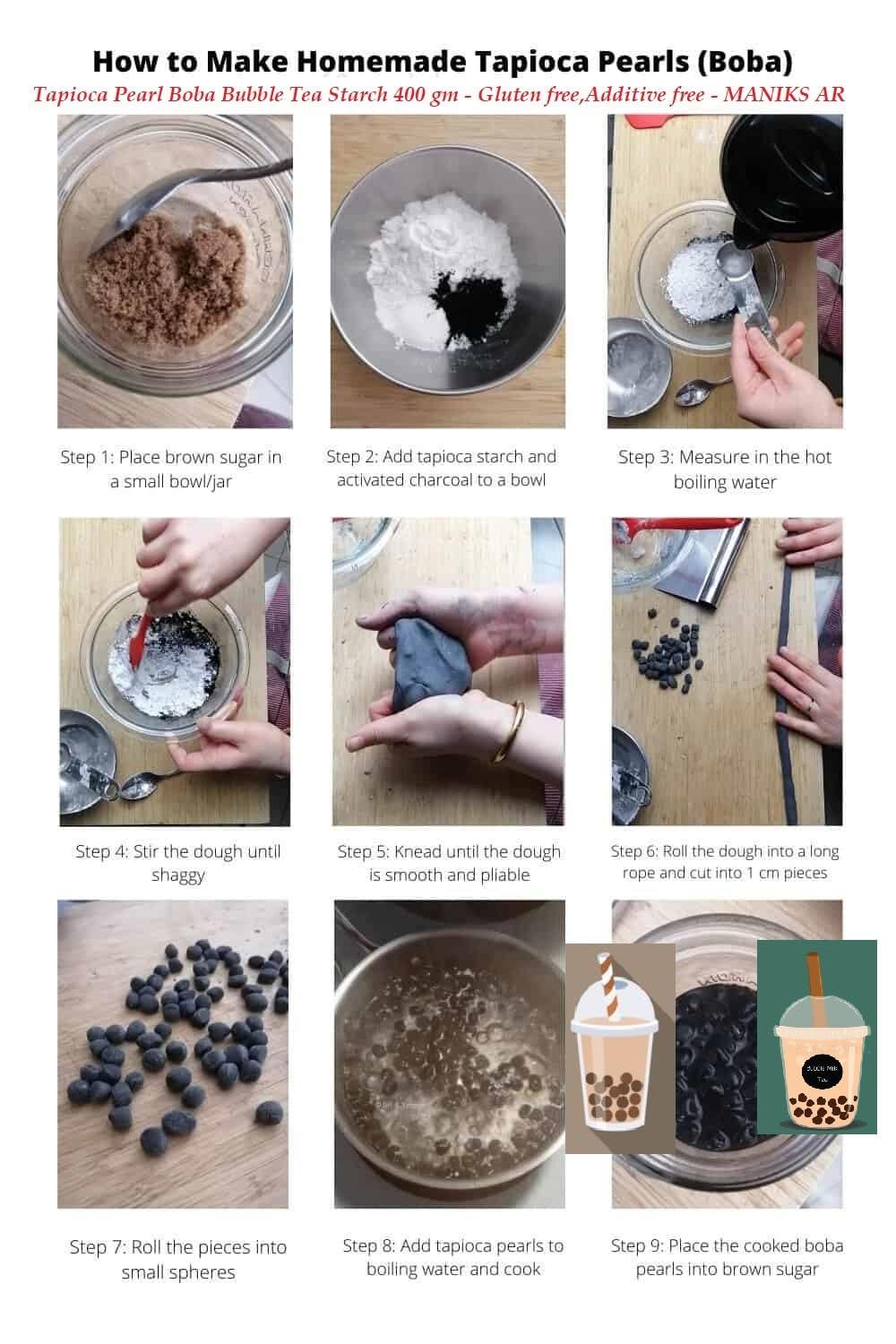 MANIKS AR MANIKS AR Tapioca Pearl Boba Bubble Tea Starch 400 Gm - Gluten Free