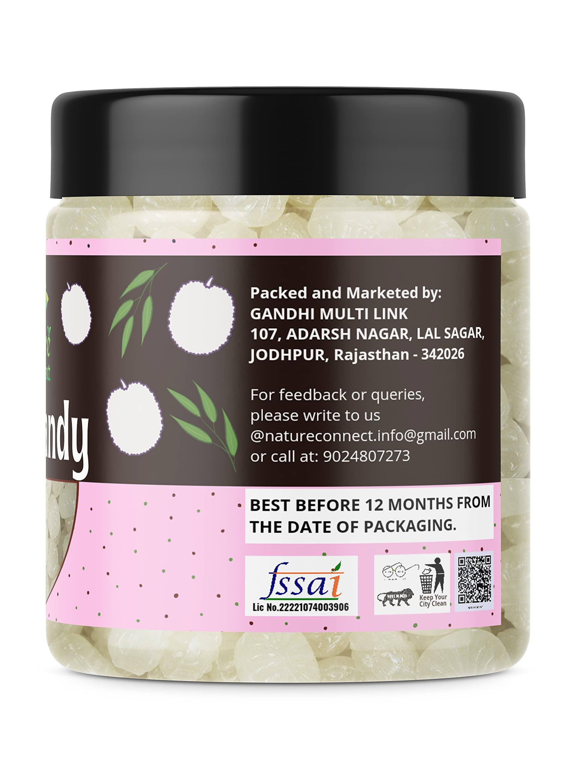 Nature Connect Nature Connect Litchi Flavour Candy 400 gms | Candy Khatti Mithi Goli |Litchi Toffee | Litchi Herbal Toffee [Jar Pack]